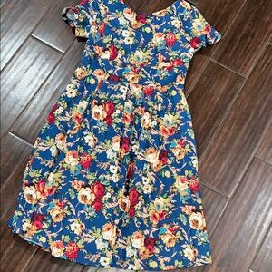 Elegant Floral Blue Dress